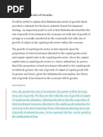 Mahalanobis MOdel of Growth