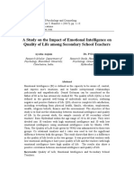 A Study On The Impact of Emotional Intelligence On Quality of Life Among Secondary School Teachers