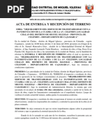 Acta de Entrega y Recepción de Terreno