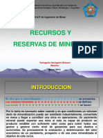 Recursos Y Reservas de Mineral: E.A.P. de Ingenieria de Minas