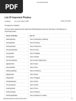 List of Important Phobias