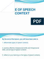 Type of Speech Context and Style