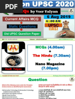 6 September 2019 MCQ For UPSC by VeeR Talyan