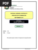 Physical Sciences: (Physics) P1 Preparatory Examination: September 2017