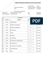 Format Pengisian Transfer Nilai Bagi Mahasiswa Baru Alih Jenjang