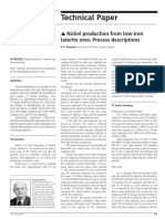 Nickel Production From Low-Iron Laterite Ores - Process Descriptions