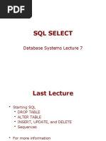 SQL Select: Database Systems Lecture 7