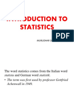 Introduction To Statistics: Ratheesh R.L Lecturer Murlidhar College of Nursing