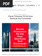 Oracle Primavera P6 Hot Keys Shortcuts and Commands - Bibloteka