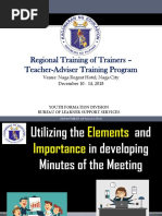 Regional Training of Trainers - Teacher-Adviser Training Program