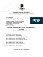 Programa Derecho Del Trabajo Cátedra A UNNE