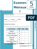 Septiembre - 5to Grado - Examen Mensual (2019-2020)