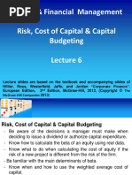 Finance& Financial Management Risk, Cost of Capital & Capital Budgeting