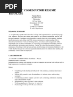 Academic Coordinator Resume Template