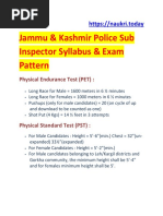 JK Police Sub Inspector Syllabus Exam Pattern