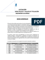 Licitación: Proyecto Minero Piloto Y Taller de Titulación Ingeniería en Minas