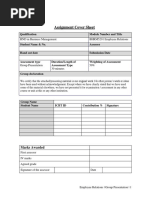 Assignment Cover Sheet: Qualification Module Number and Title