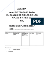 Adenda Del Plan de Trabajo para El Cambio de Rieles de Las Cajas 1 y 3