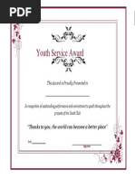 Youth Service Award: "Thanks To You, The World Can Become A Better Place"