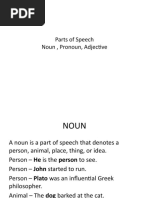 Parts of Speech Noun, Pronoun, Adjective