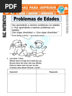 Ficha de Problemas de Edades para Segundo de Primaria