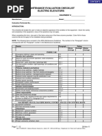 Elevator Maintenance Check List