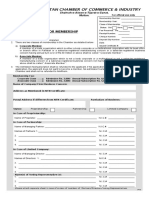 The Multan Chamber of Commerce & Industry: Application Form For Membership