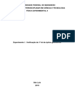 Relatorio Fisica - 1º Lei Optica