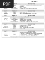 Grade: Vi Section:A Date Subjects Homework