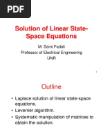 Solution of Linear State-Space Equations: M. Sami Fadali Professor of Electrical Engineering UNR