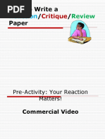 Reaction: How To Write A / / Paper