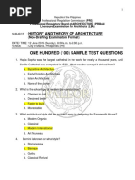 One Hundred (100) Sample Test Questions: History and Theory of Architecture