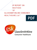 I Nternshi Preporton "Hrpracti CES OF Glaxosmi Thkli Neconsumer Healthcareltd"