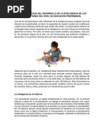 Características Del Desarrollo de La Inteligencia de Los Niños y Niñas Del Nivel de Educación Preprimaria