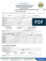 Student Personal Inventory - Form 1