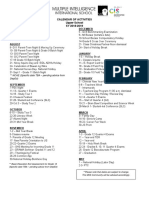 July December: Calendar of Activities Upper School SY 2018-2019