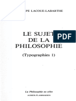 LABARTHE, Philippe Lacoue - Le Sujet de La Philosophie - Typographies I (1979) Auber Flammarion