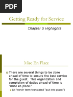 Getting Ready For Service: Chapter 5 Highlights