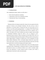 Levels, Type and Process of Planning: 1. Learning Outcomes