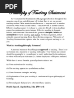 Philosophy of Teaching Statement: Assumptions Towards Teaching Truly Matter. For This Assignment, Reflect