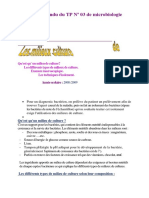 Compte Rendu Du TP #03 de Microbiologie Les Milieux de Culture