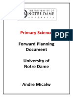 Primary Science: Forward Planning Document University of Notre Dame