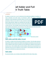 Explain Half Adder and Full Adder With Truth Table