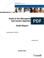 Audit of The Management of Call Centre Operations