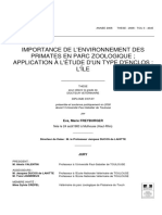 Importance de L'environnement Des Primates en Parc Zoologique Application À L'étude D'un Type D'enclos: L'île