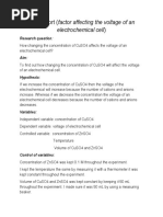 Lab Report (Factor Affecting The Voltage of An Electrochemical Cell)