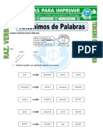 Ficha Antonimos de Palabras para Tercero de Primaria