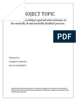 Project Topic: The Need of Providing Legal Aid and Assistance To The Mentally Ill and Mentally Disabled Persons