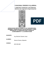 Apreciación Crítica Sobre La Ley Universitaria