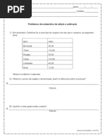 Problemas de Adicao e Subtracao 4º Ano